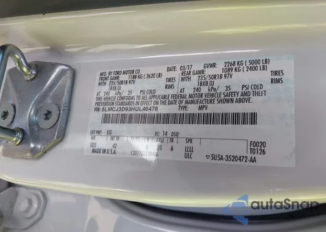 2017 Lincoln Mkc Reserve из США, поврежденный, VIN 5LMCJ3D93HUL46478